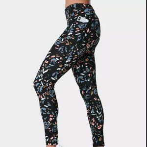 Sweaty Betty Power 7/8 workout leggings in blue floral pop size medium 8-10